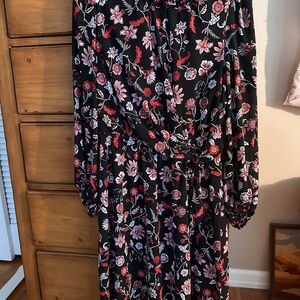 Banana Republic Pink and Red Ruffled Tiered Sundress